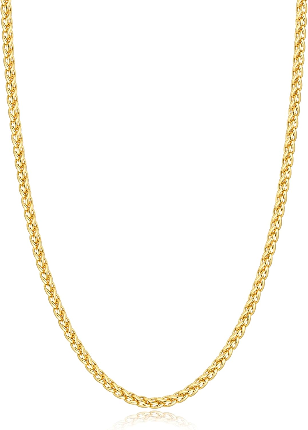 Jewlpire Italian Silver Wheat Chain/14k Gold Chain Necklace for Men, 2.5mm 3mm C...