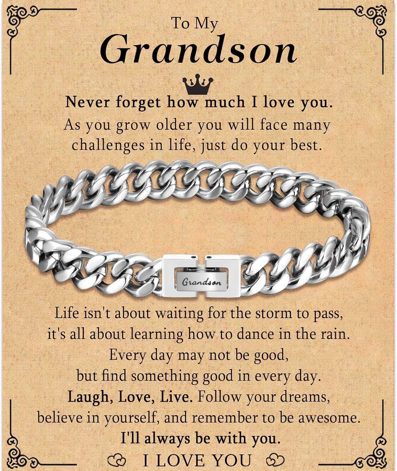 TEVOP Engraved Bracelet Gifts for Men Boys, Dad Uncle Grandad Son Grandson Broth...