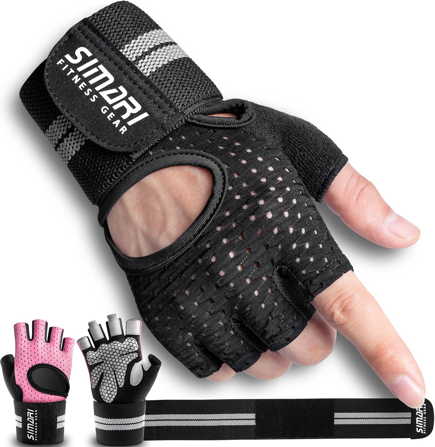 SIMARI Breathable Workout Gloves for Men Women, Padded Weight Lifting Gloves wit...