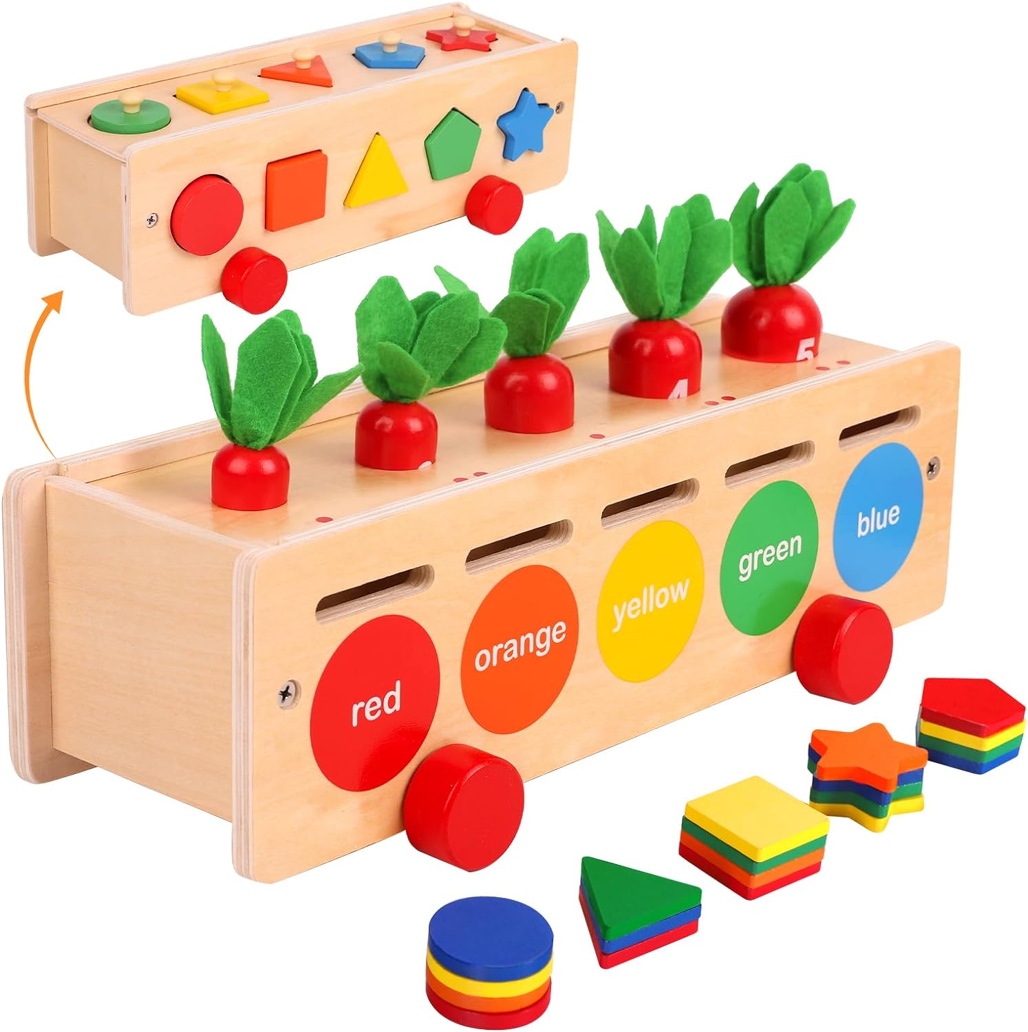 LZDMY Baby Wooden Montessori Carrots Toys for 12 Months, Toddlers Educational Se...