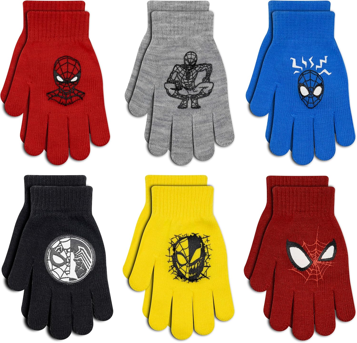 6 Pack Spiderman Boys Winter Gloves and Mittens, Avengers Kids Winter Gloves Age...