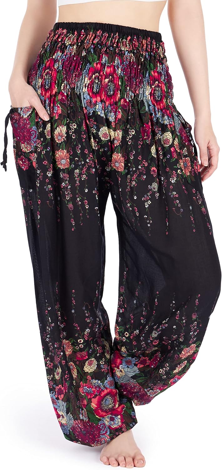 Lannaclothesdesign Harem Pants Women High Waist Bohemian Yoga Pants with Pockets...