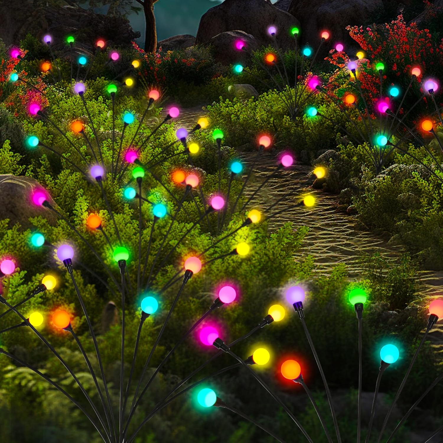 PATIOPIA Solar Garden Lights Decoration, 80 LED Solar Firefly Lights,Solar Sway...