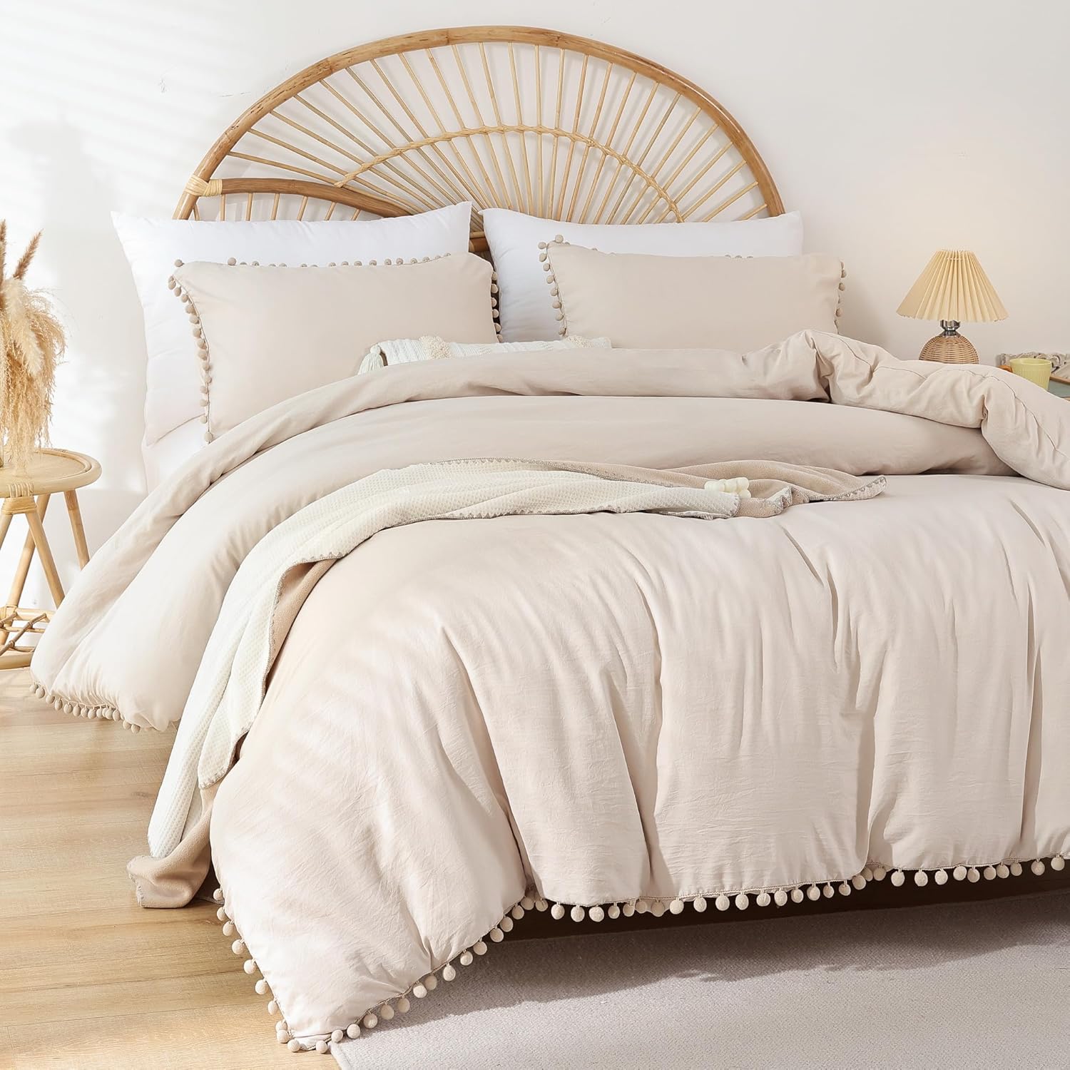 YIRDDEO King Size Comforter Set, Special King Size Comforter with Ball Pom Fring...