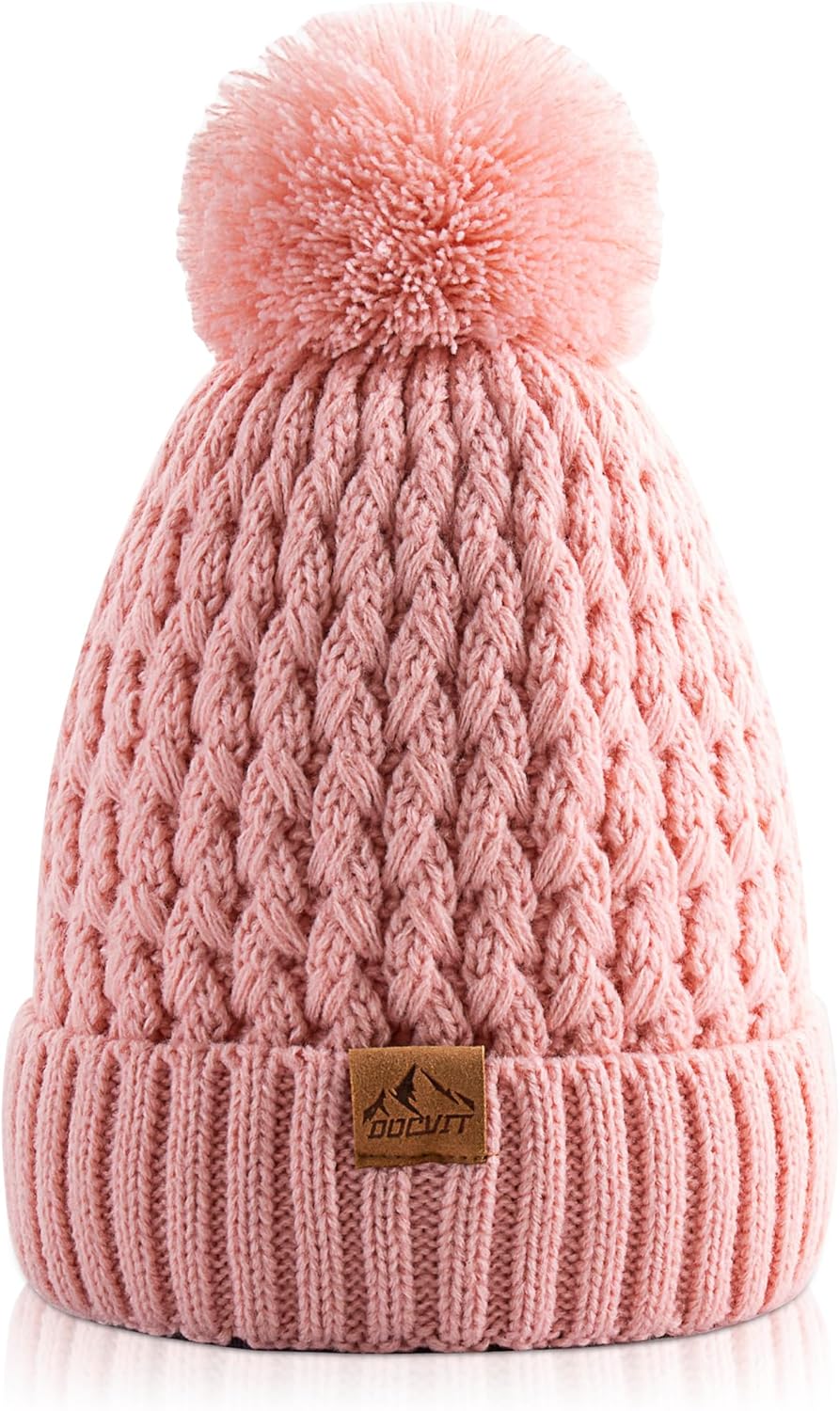 Kids Winter Beanie Hat, Children’s Warm Knitted Fleece Lined Woollen Ski Pompom...