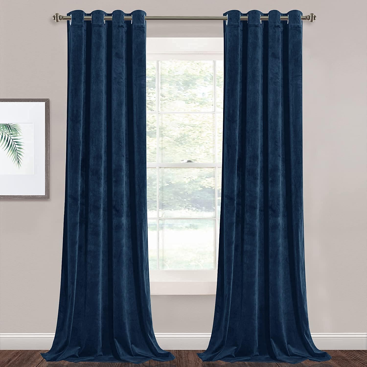 StangH 120 inches Velvet Curtains - Navy Blue Blackout Window Curtains Luxury De...