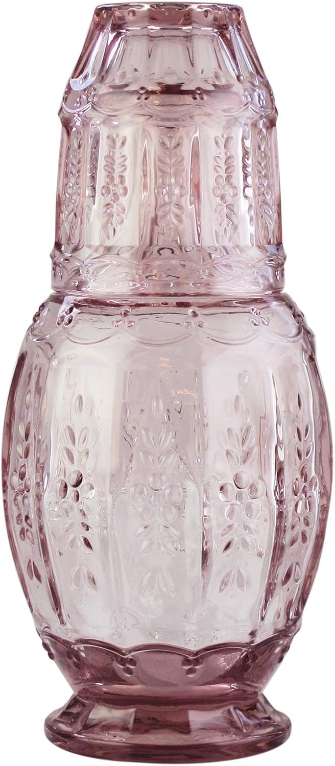 Elle Décor Vintage Bedside Water Carafe With Tumbler – Elegant Pitcher and Match...