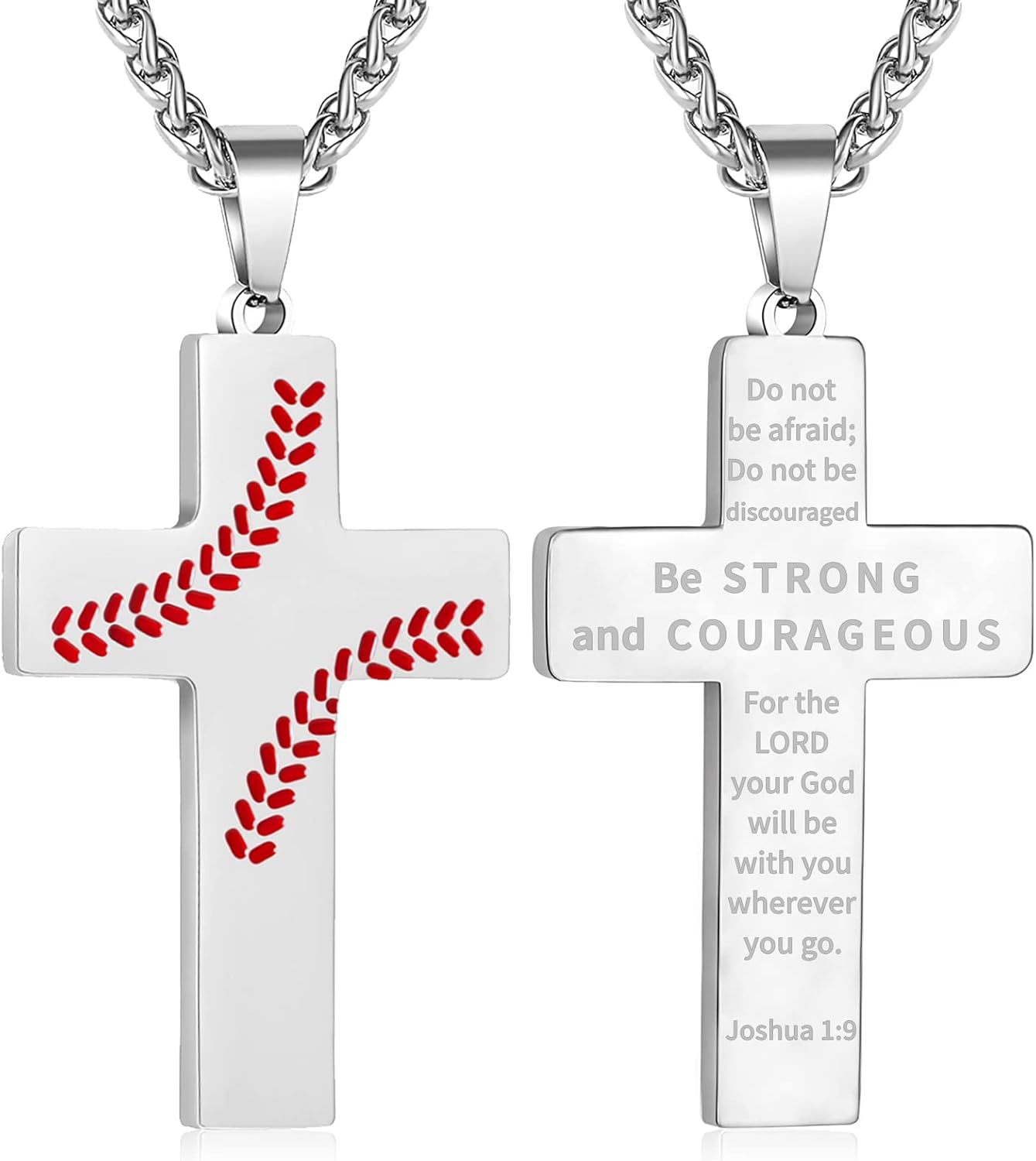 Zocomi Baseball Cross Necklace for Boys Men, Stainless Steel Cross Pendant Chain...