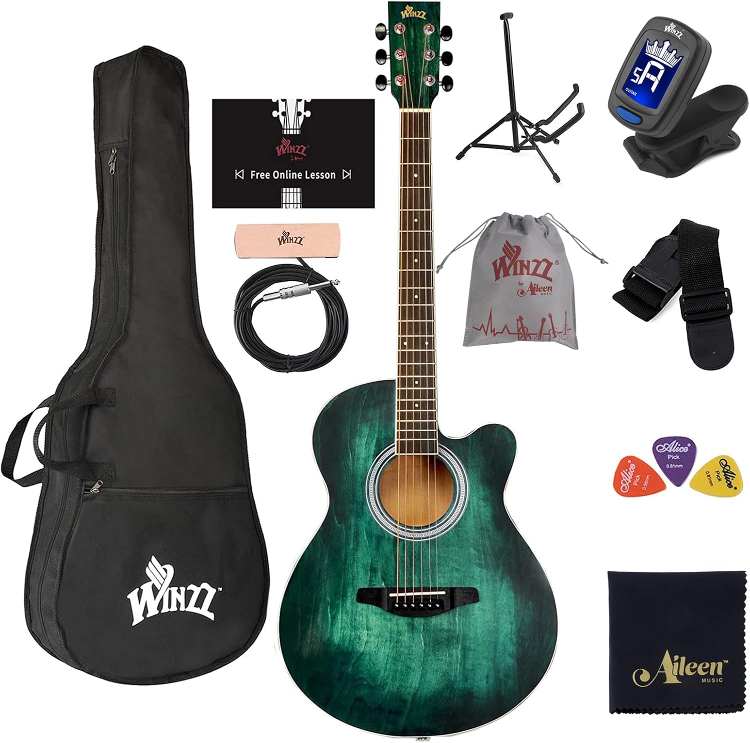 Innovation, WINZZ HAND RUBBED Series, Unique 40 Inches Cutaway Acoustic Guitar,...