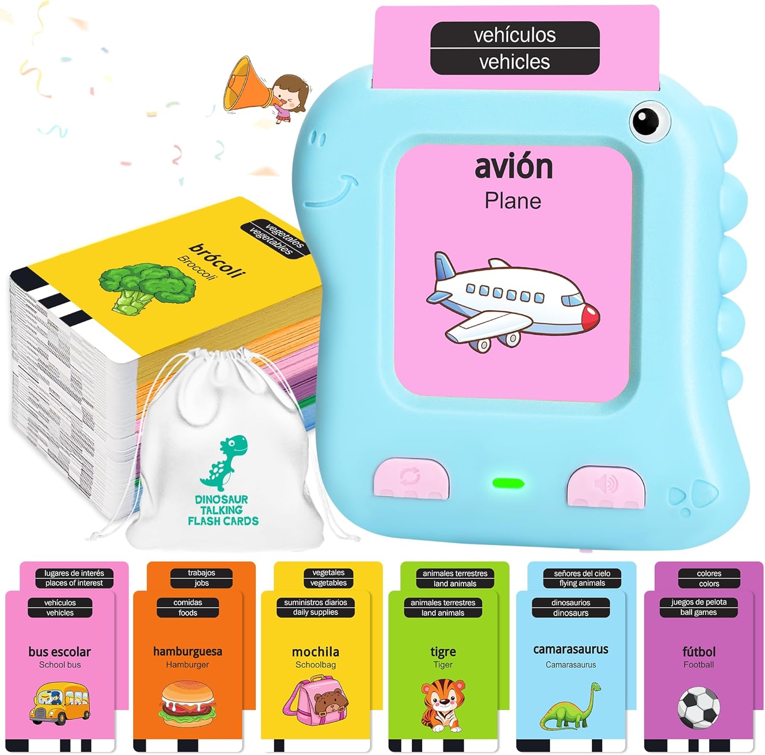 Richgv Toddler Bilingual Toys, 280 Spanish&English Words Talking Flash Cards Tod...