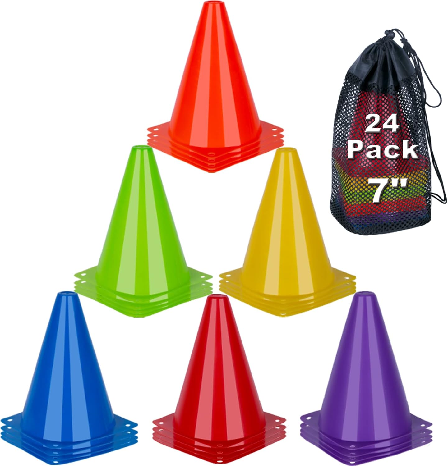 **Title:** "High-Quality 7 Inch Soccer Cones, Special 24 Pack Training Cones for...