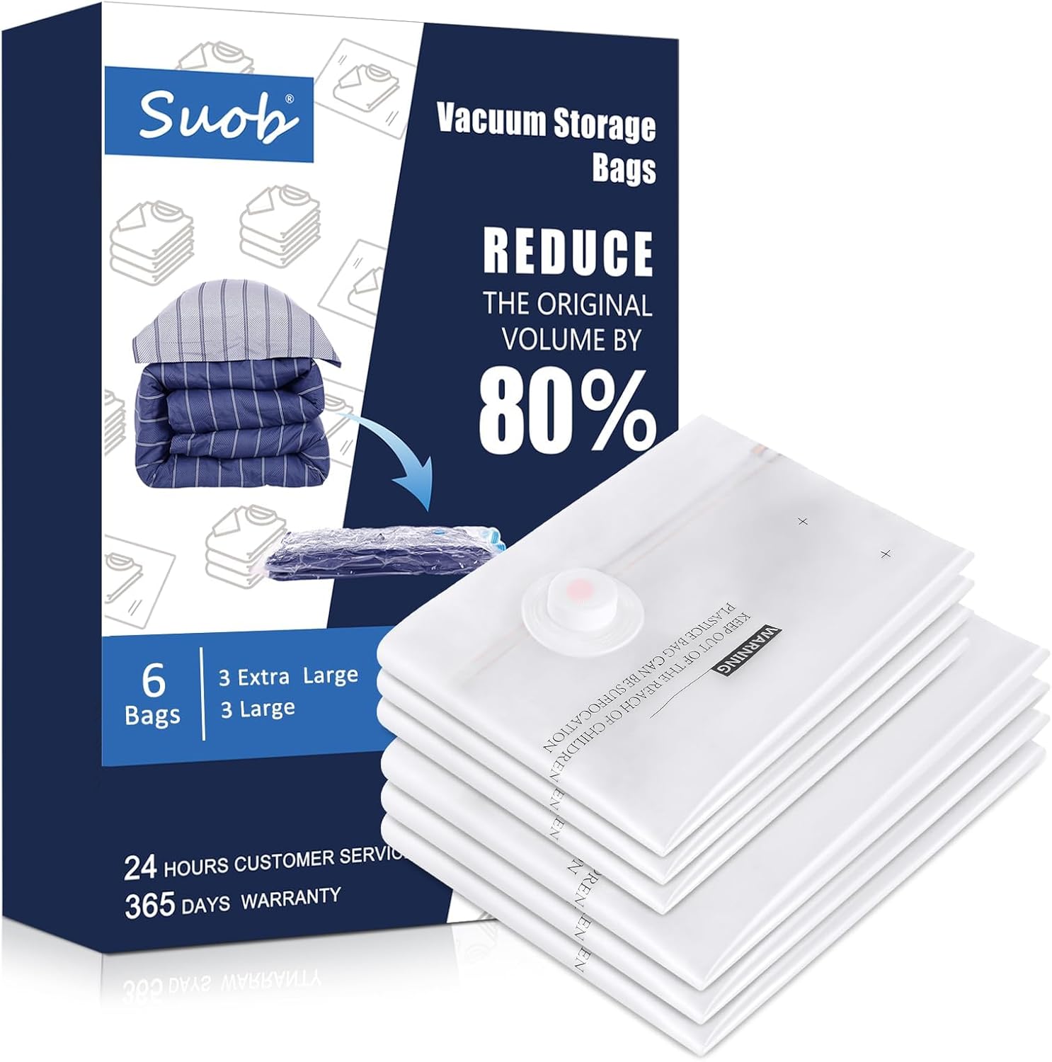 Suob Vacuum Storage Bags - Eco-Friendly Compression Bags for Space Saving, Ideal...