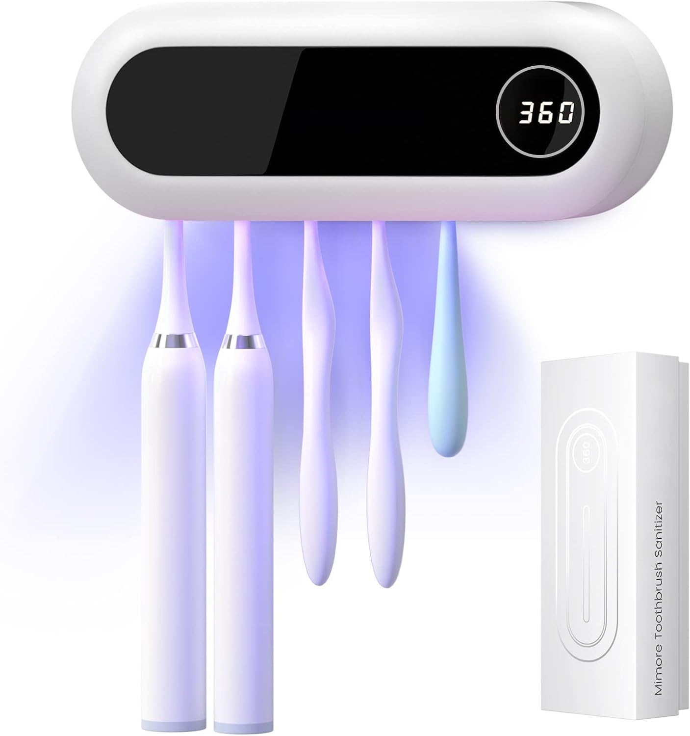 MIMORE Toothbrush Holder, 5 Toothbrush Slots & Timer Function, Cordless Wall Mou...