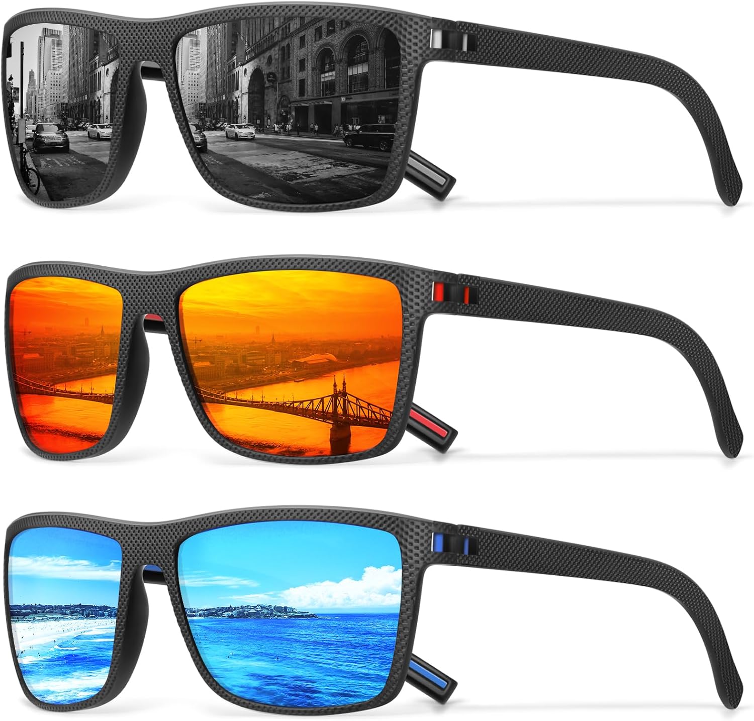 Square Polarized Sunglasses for Men Vintage Style Driving Travel Sun Glasses Lig...