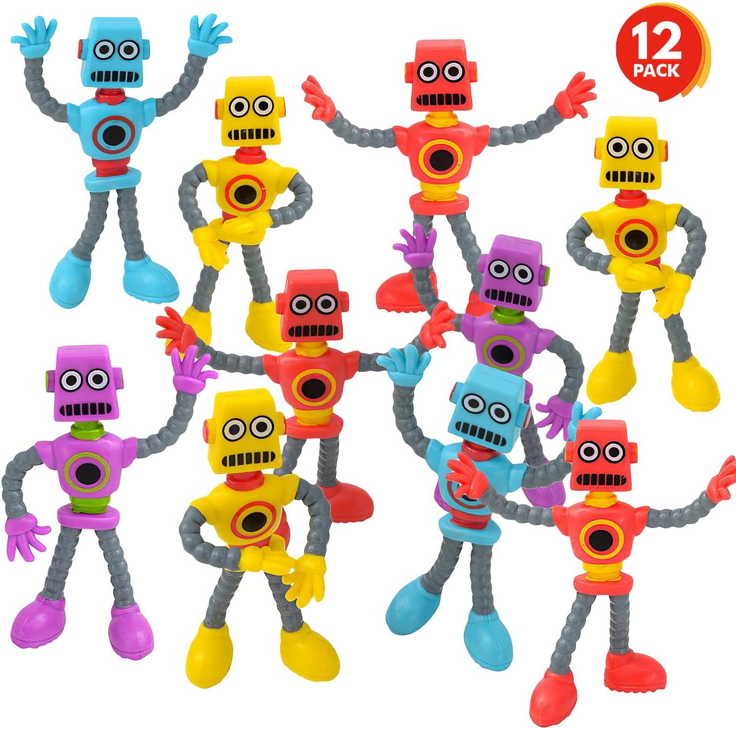 ArtCreativity Bendable Robot Figures, Set of 12 Flexible Men, Birthday Party Fav...