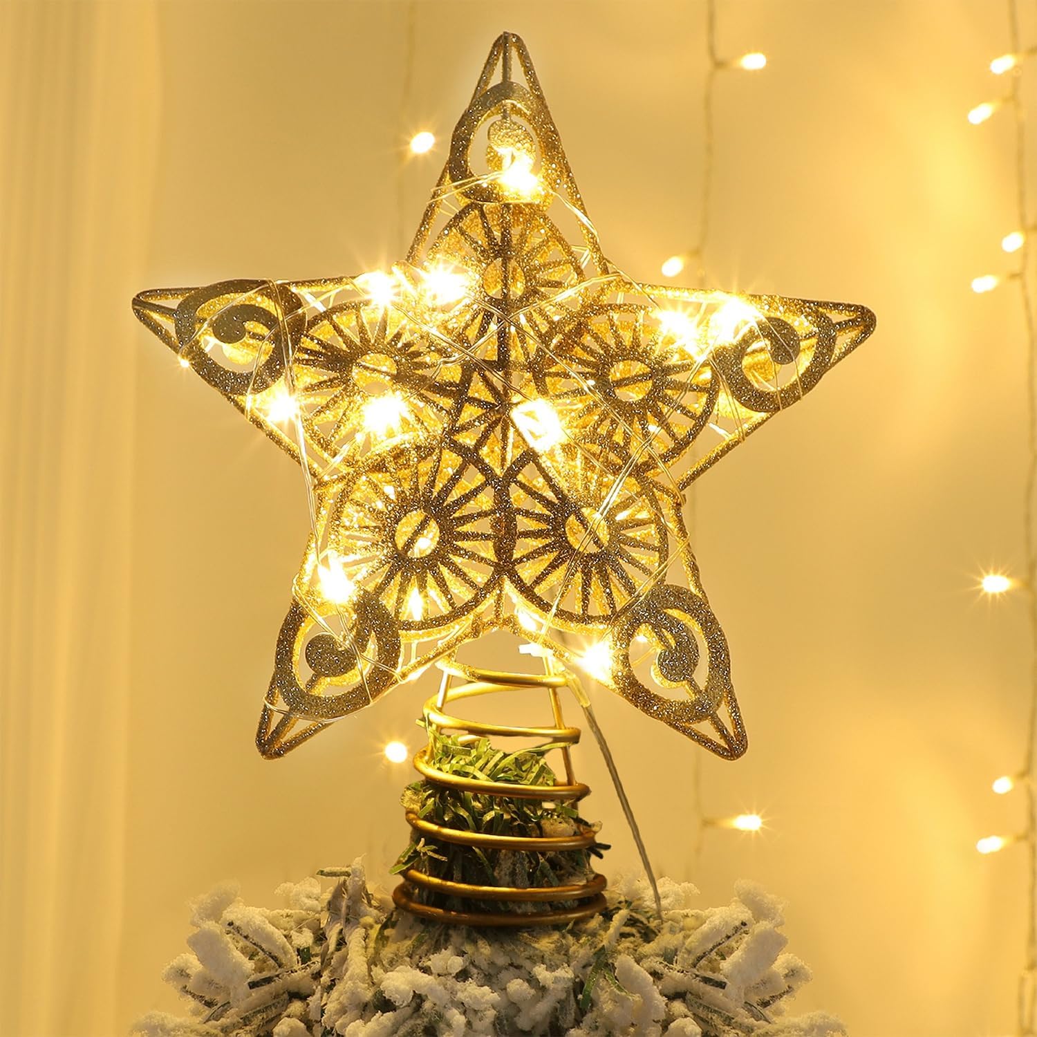 Juegoal Star Tree Topper, Special Tree Topper with 20 LED Lights, Unique Metal G...