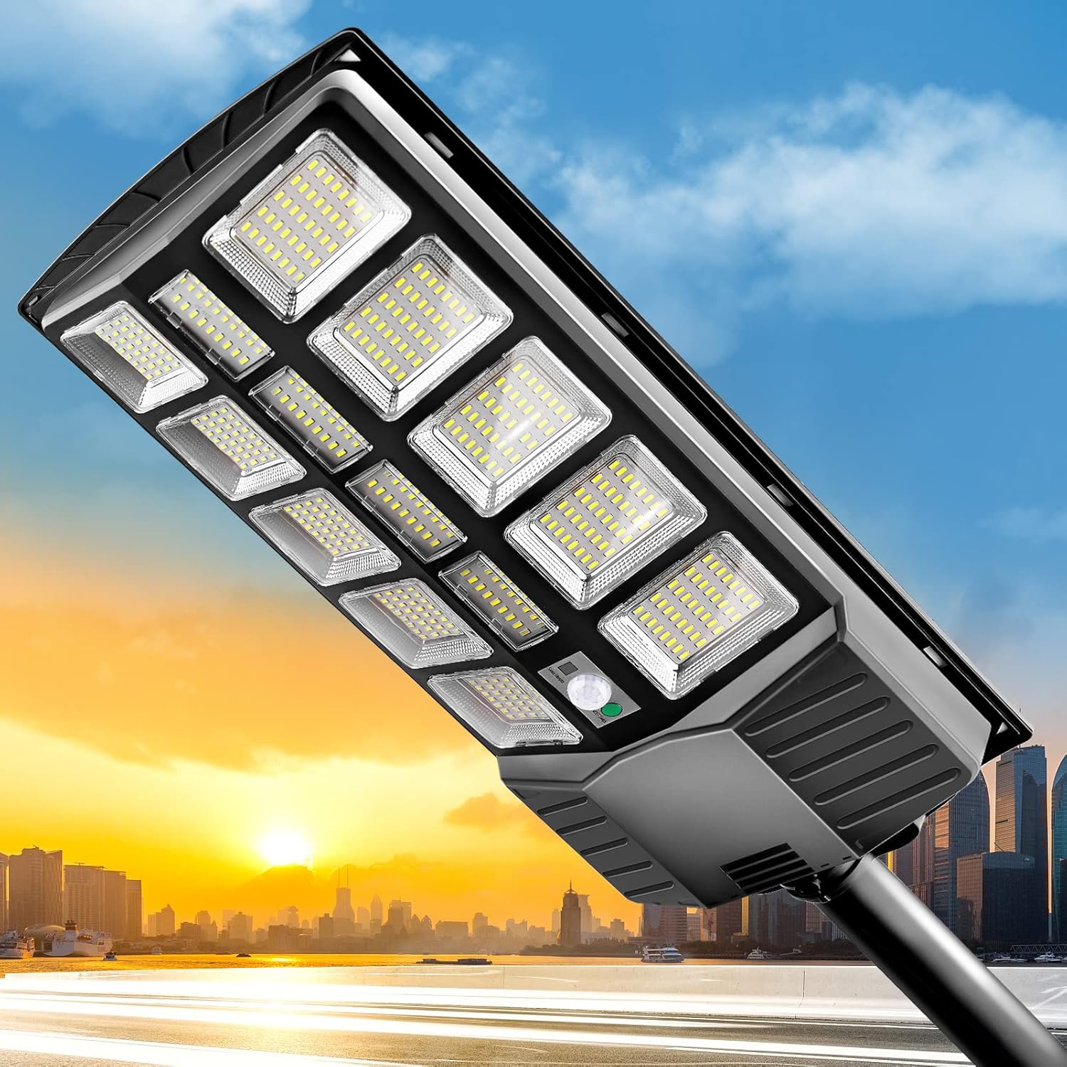 Solar Street Lights Outdoor: Dusk to Dawn Solar Parking Lot Lights with 3 Modes...