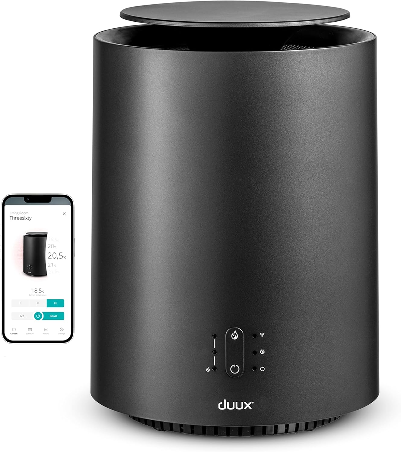DUUX ThreeSixty 2 | Compact Smart Ceramic Heater | Grey | 1800W of Heating Power...