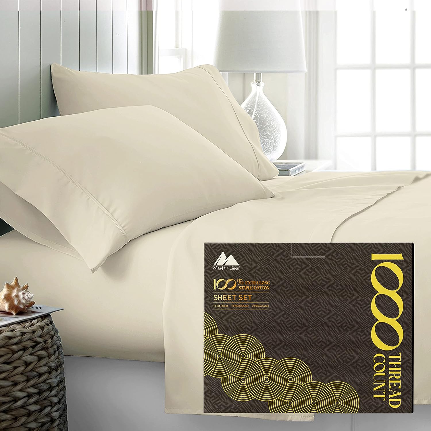 Mayfair Linen 1000 Thread Count Best Bed Sheets 100% Egyptian Cotton Sheets Set...