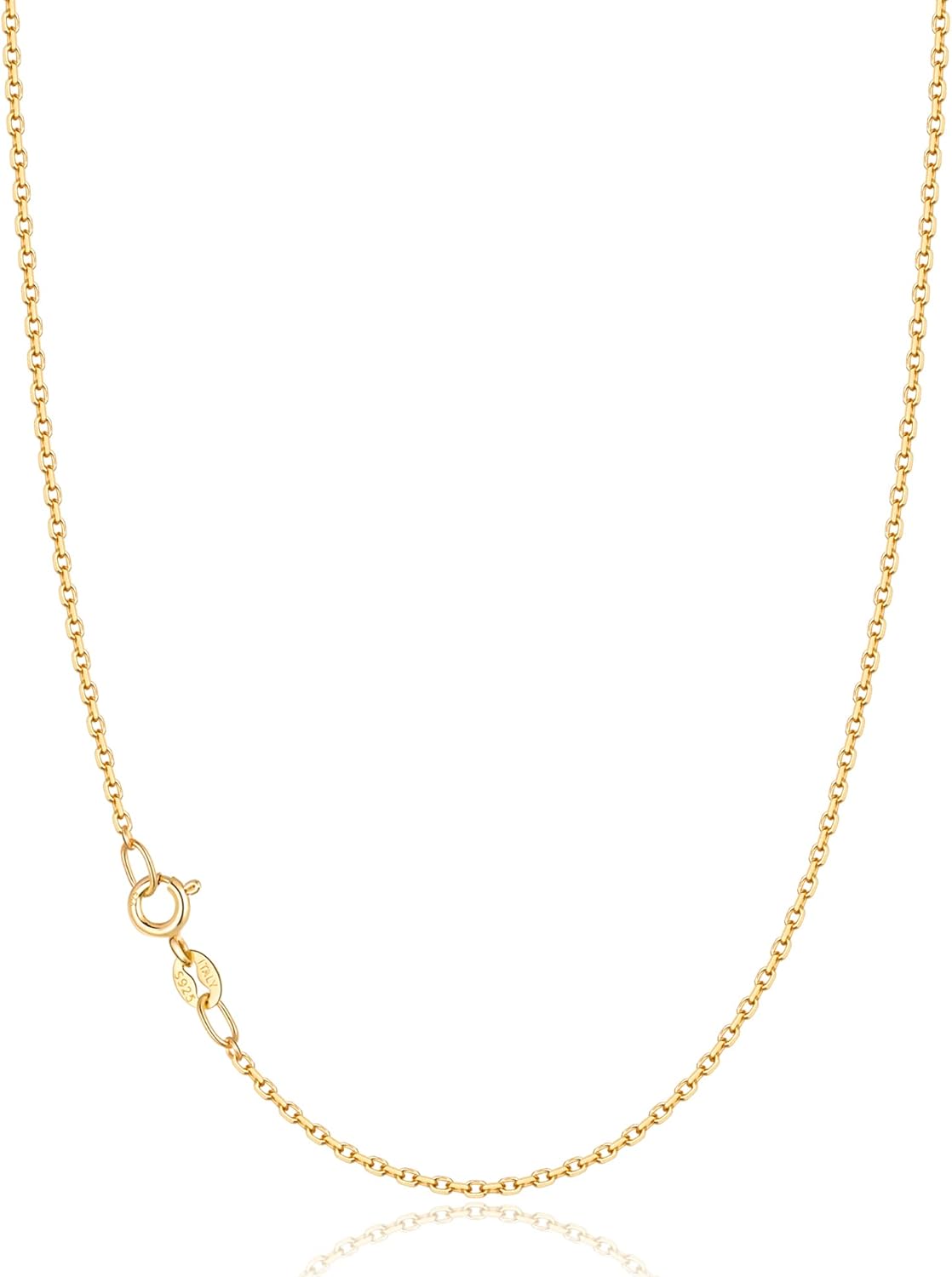 Jewlpire 1.3MM Italian Solid 18k Gold Over 925 Sterling Silver Chain Necklace fo...