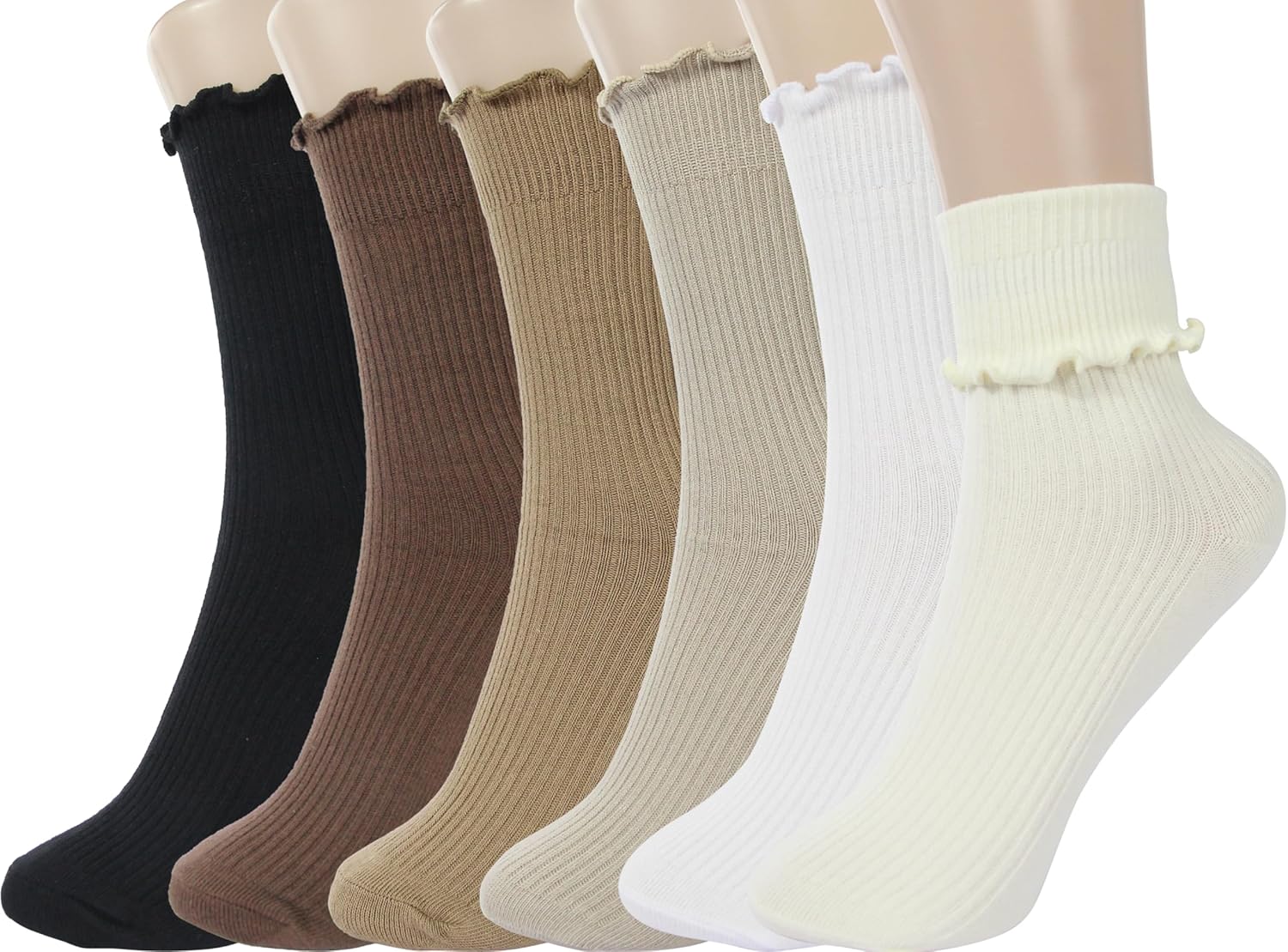 BomKinta Ruffle Socks Women - Turn-Cuff Frilly Sock - Lightweight Cotton Socks 5...