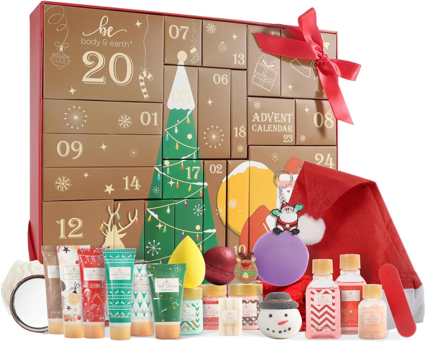 Advent Calendar 2024 Women Christmas Sets, 24pcs Bath Sets for Christmas with Ch...