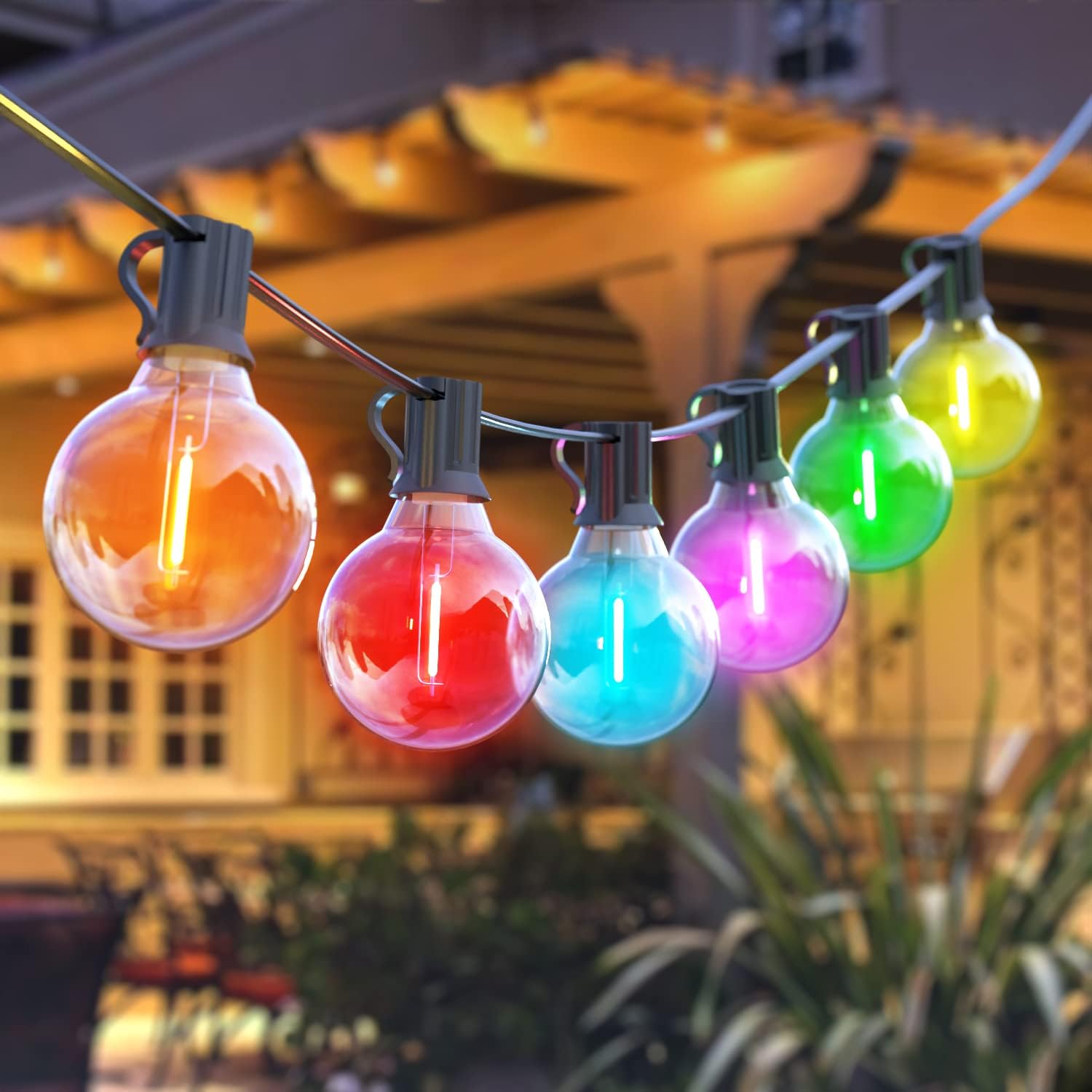 RCVEHO Garden Lights Mains Powered, 50FT Festoon Lights Outdoor 25+5 0.6W Clear...
