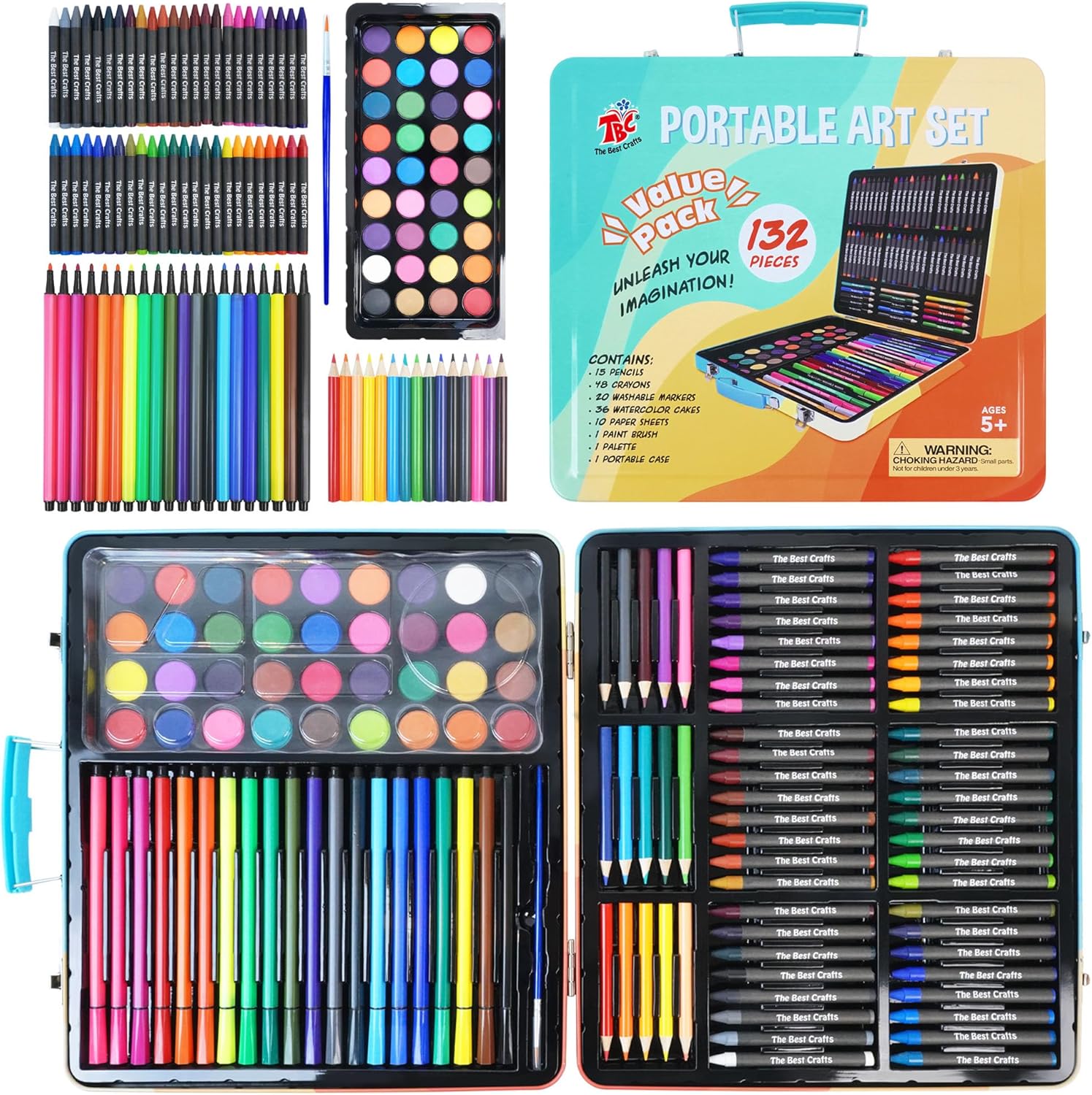 TBC The Best Crafts Painting Kit (132 Piece Set-Iron Case), Painting Supplies, A...