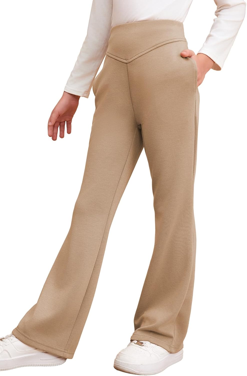 blibean Girls Dressy Bell Bottom School Uniform Pants Size 6-15 Years 6-7 Years...