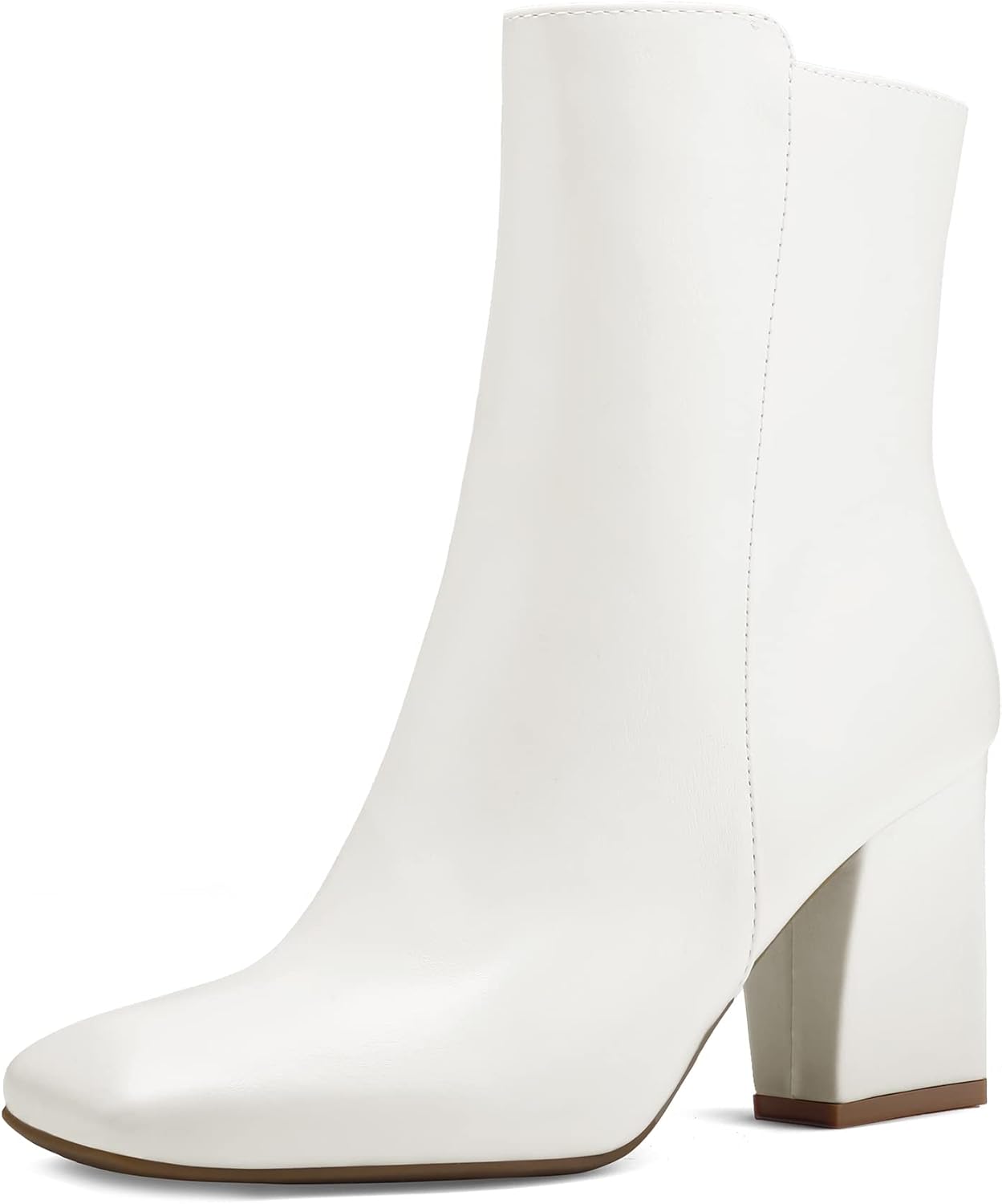 mysoft Women's GoGo Ankle Boots Square Toe Side Zipper Chunky Block Heel Mid Cal...