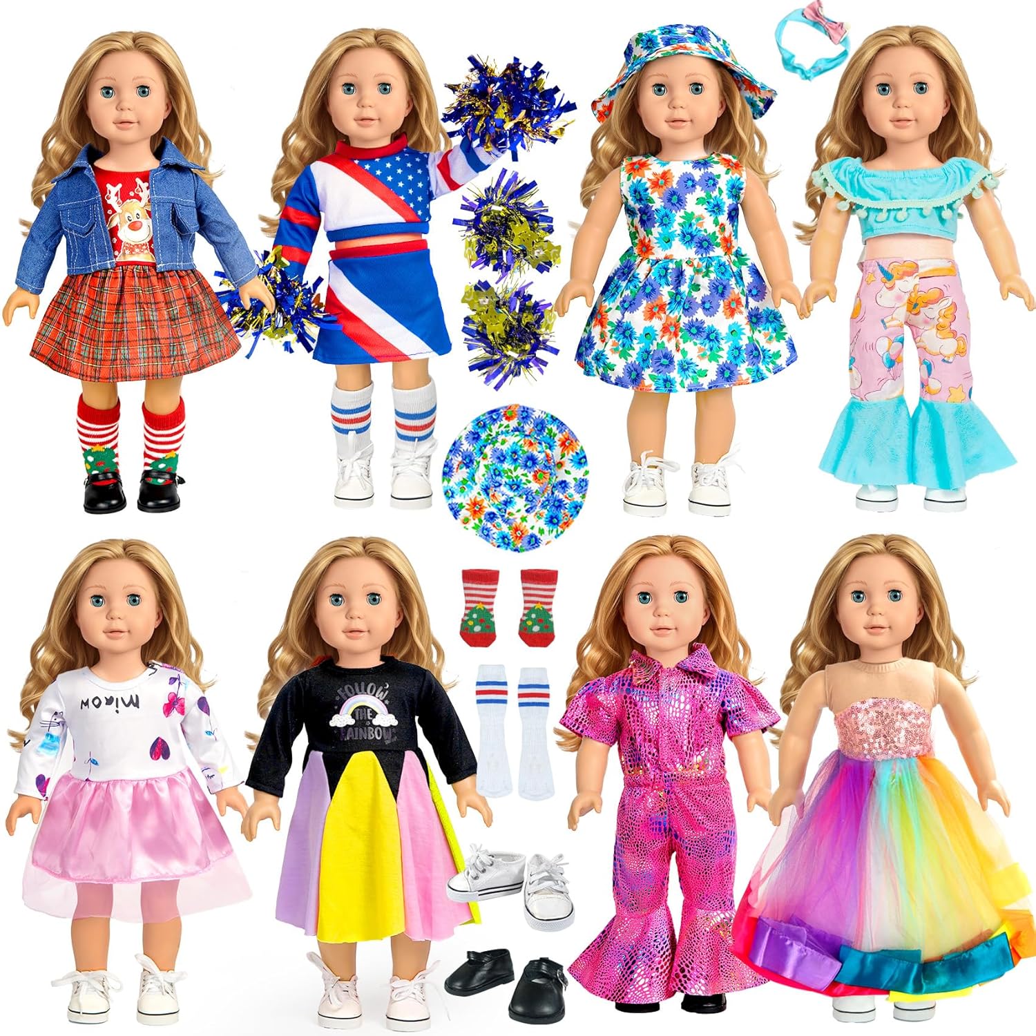 18 inch Doll Clothes Accessories American Doll Socks 18 inch Girl Doll Shoes - C...