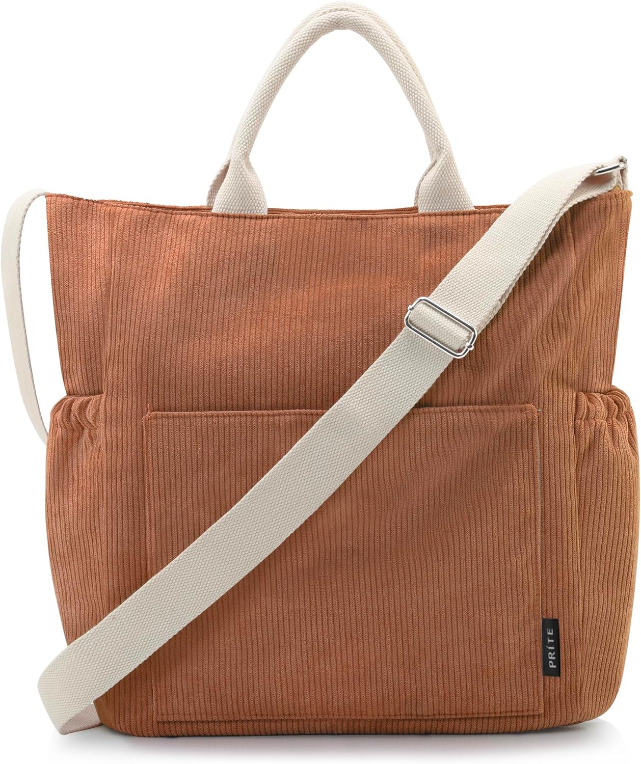 Prite Corduroy Tote Bag for Women Large Crossbody Hobo Shoulder Bag with Pockets...