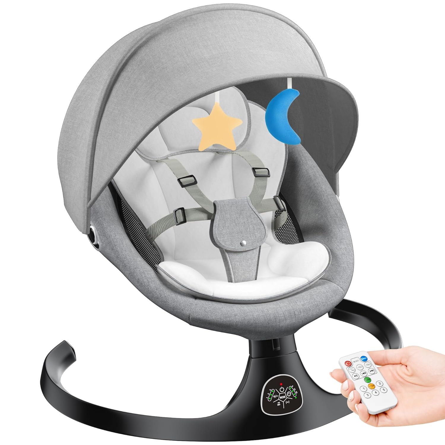 Electric Baby Swing for Infants, Baby Rocker for Infants with 5 Speeds, 10 Lulla...