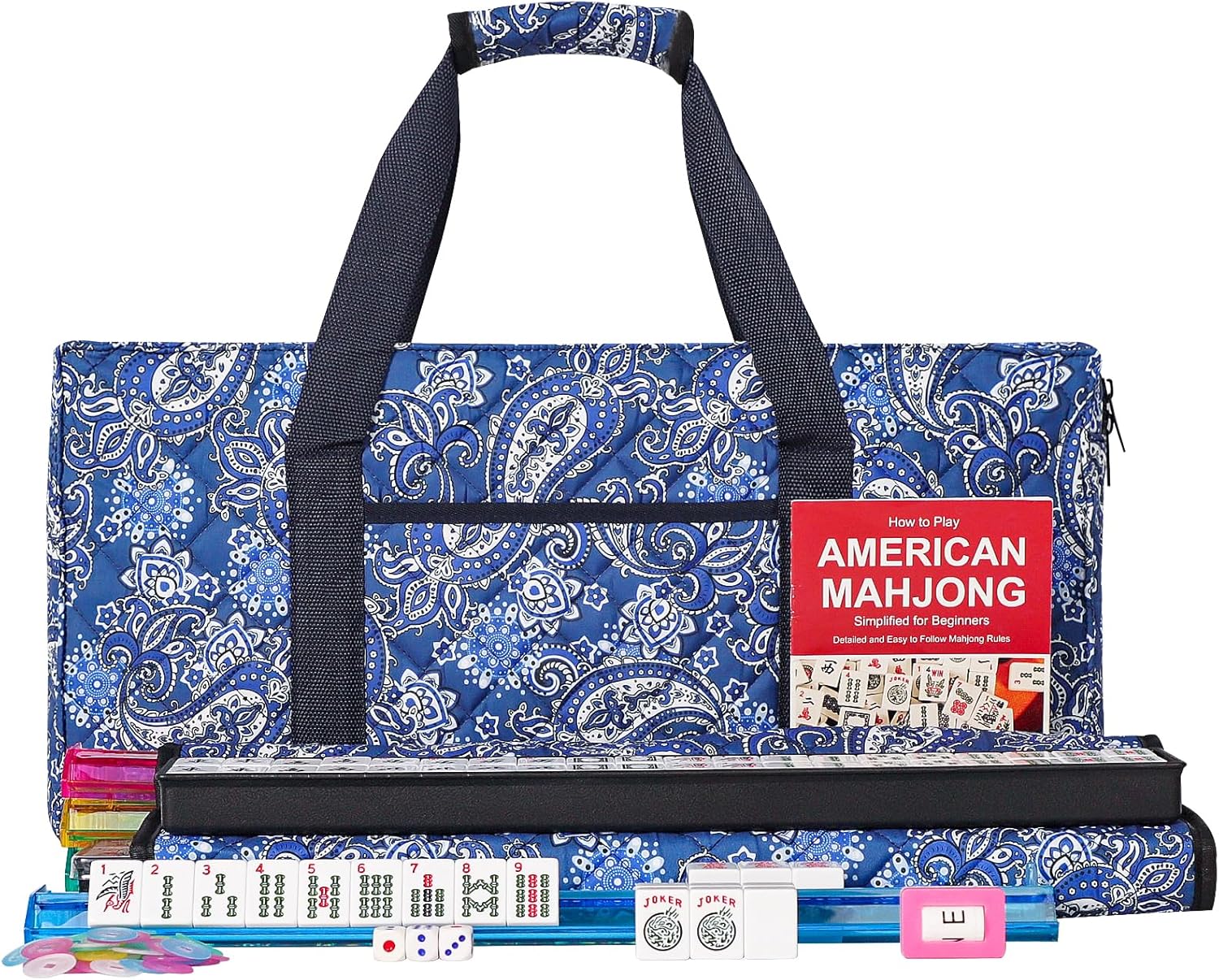 ZGME American Mahjong Set,166 Premium White Tiles with Soft Bag and Accessories,...