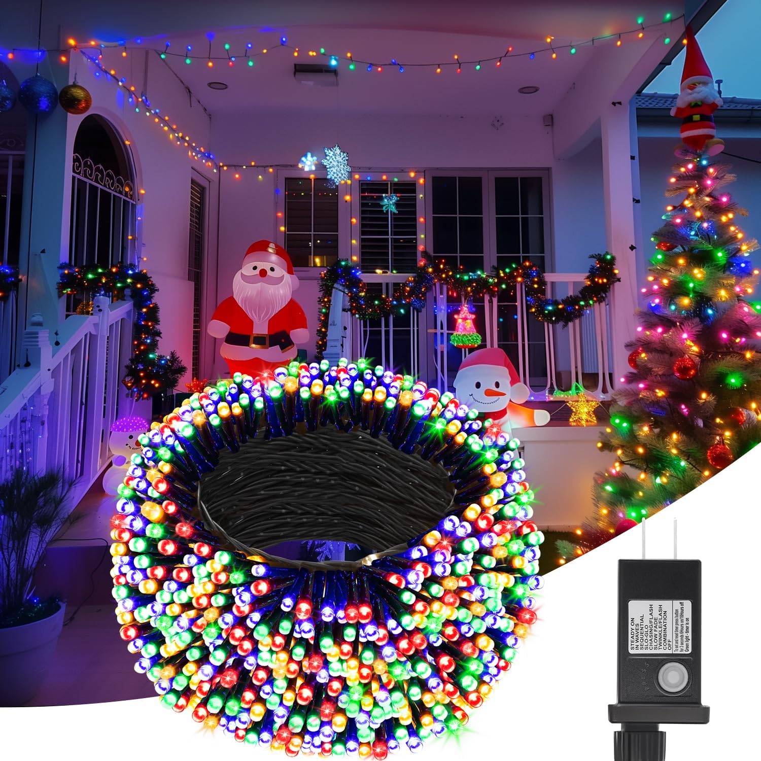118FT 360LED Christmas Lights, Multicolor Christmas Tree Lights for Christmas De...