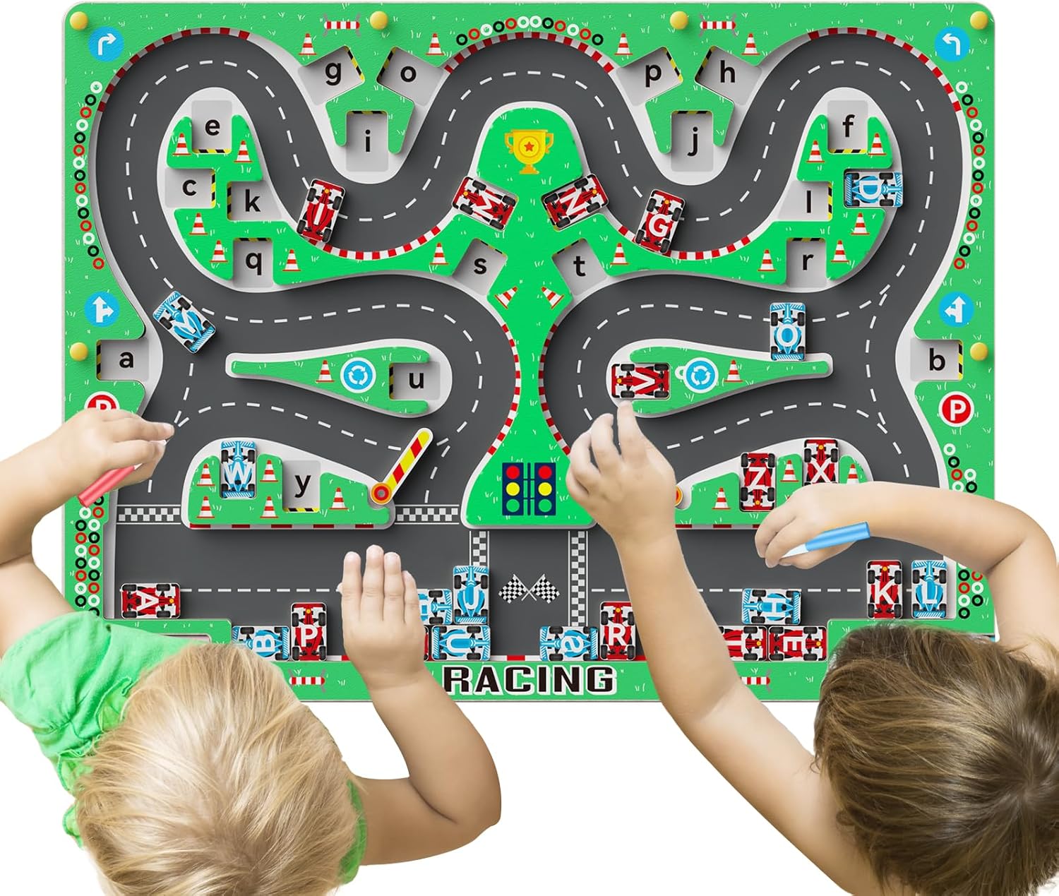 Magnetic Alphabet Maze, Montessori Toys, Two-Player Racing Party Toys for Ages 3...