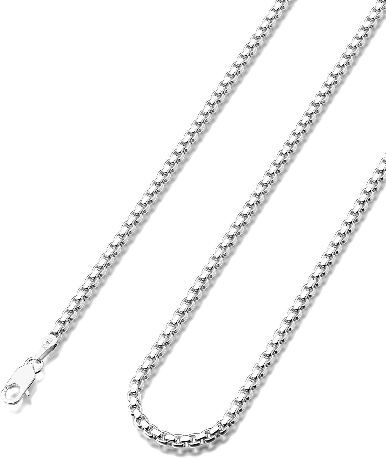 Waitsoul 925 Sterling Silver Box Chain Lobster Clasp 2/3/4/5mm Necklace for Wome...