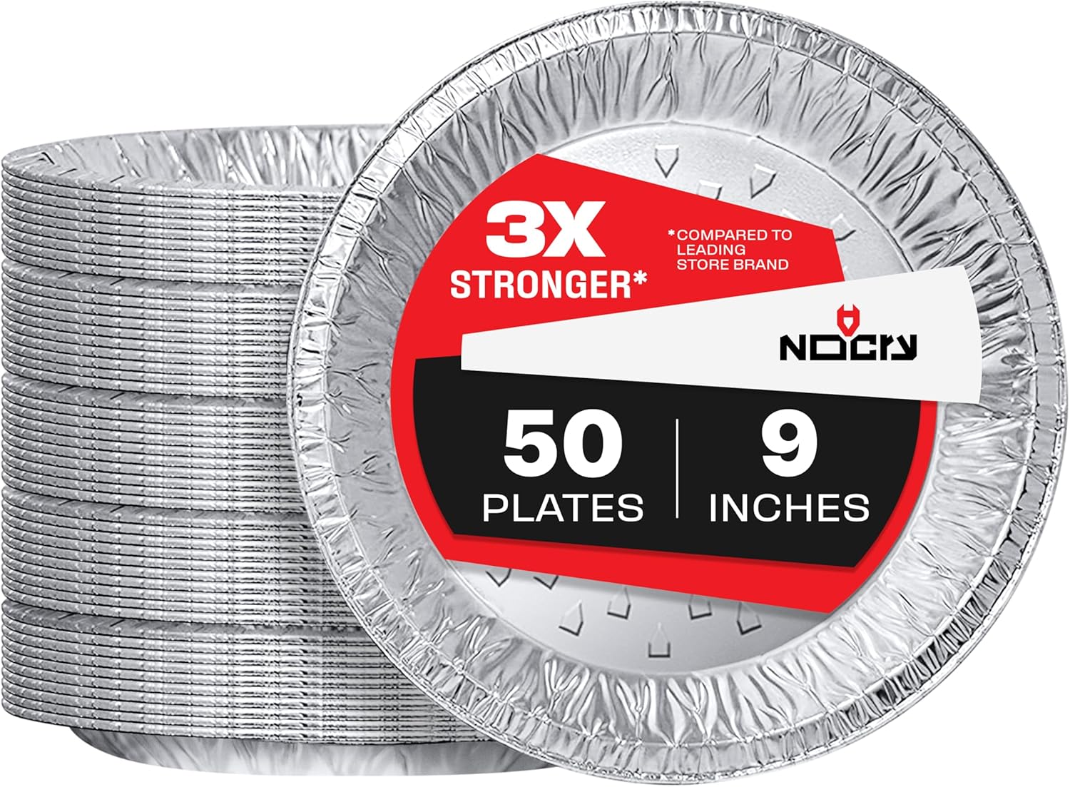 NoCry Premium Disposable Pie Pans (50 Pack) - Foil Aluminum Pie Pans 9 Inch or D...