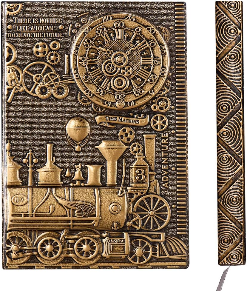 YHH Hardback Notebook A5 Lined, Vintage Leather Journal Notebook, Embossed Handm...