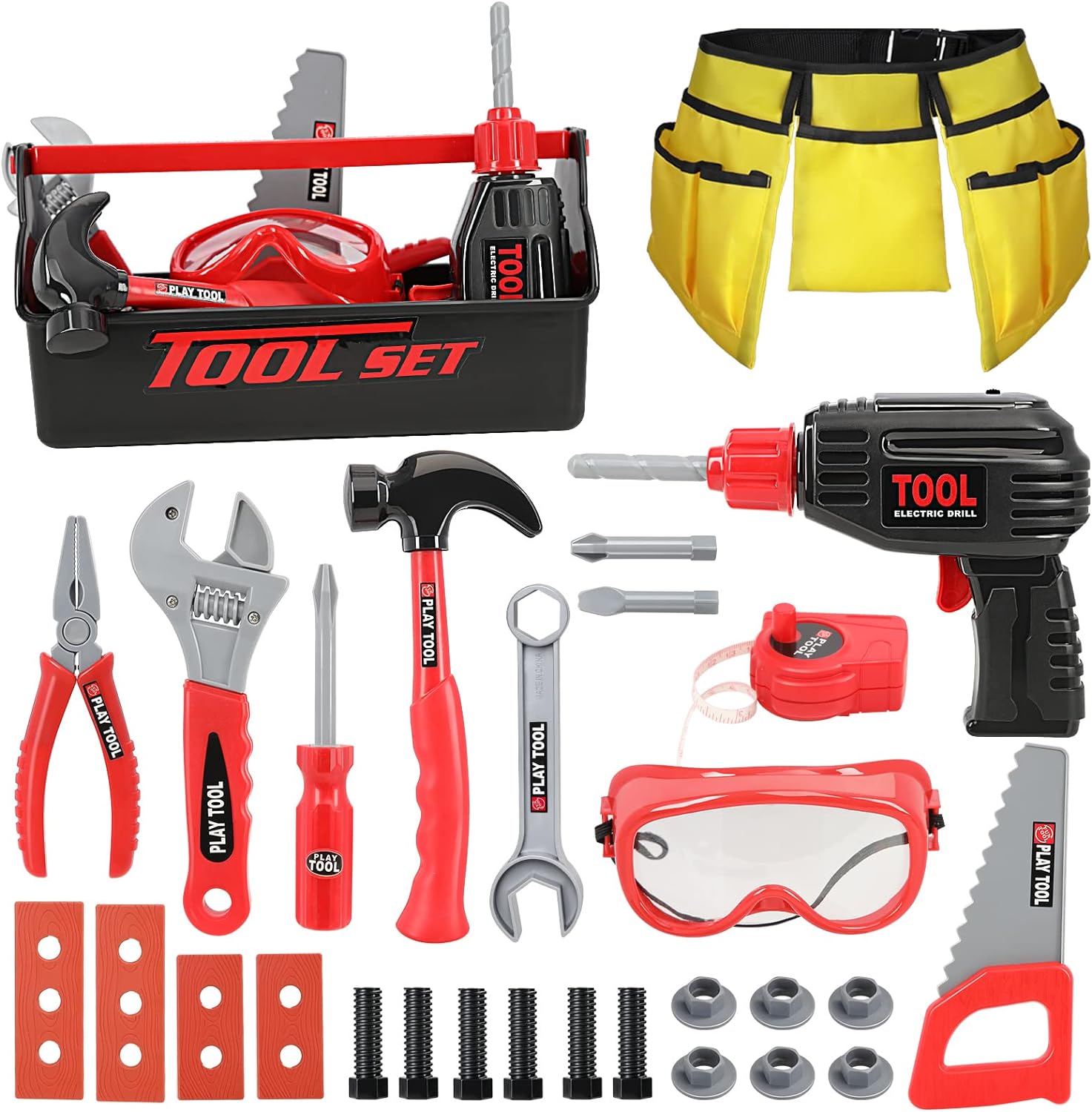 LOYO Kids Tool Set - Pretend Play Construction Toy with Tool Box Kids Tool Belt...