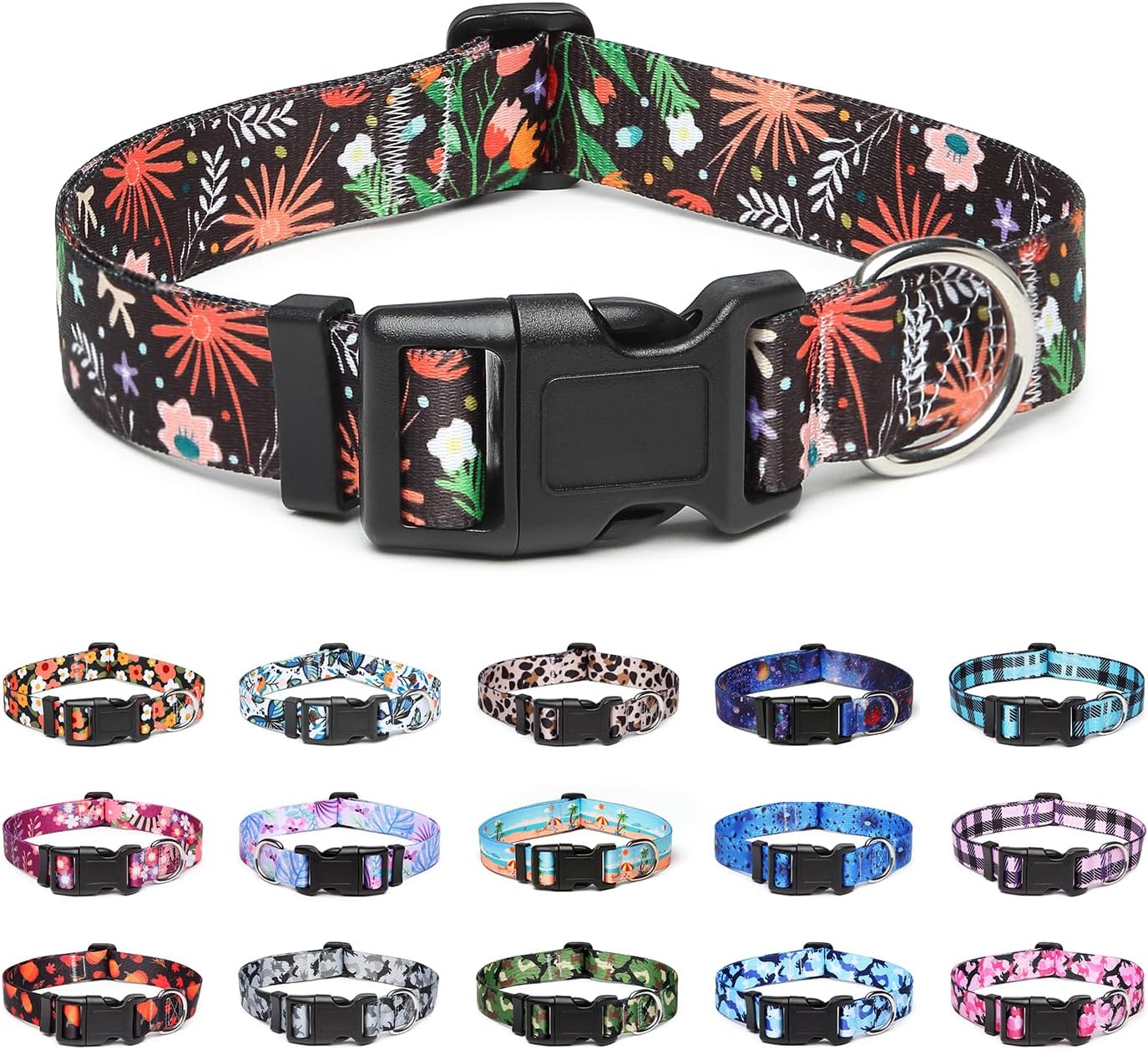 Ultra Comfy Adjustable Dog Collar, Special Soft Nylon Pet Collar with Patterns,...