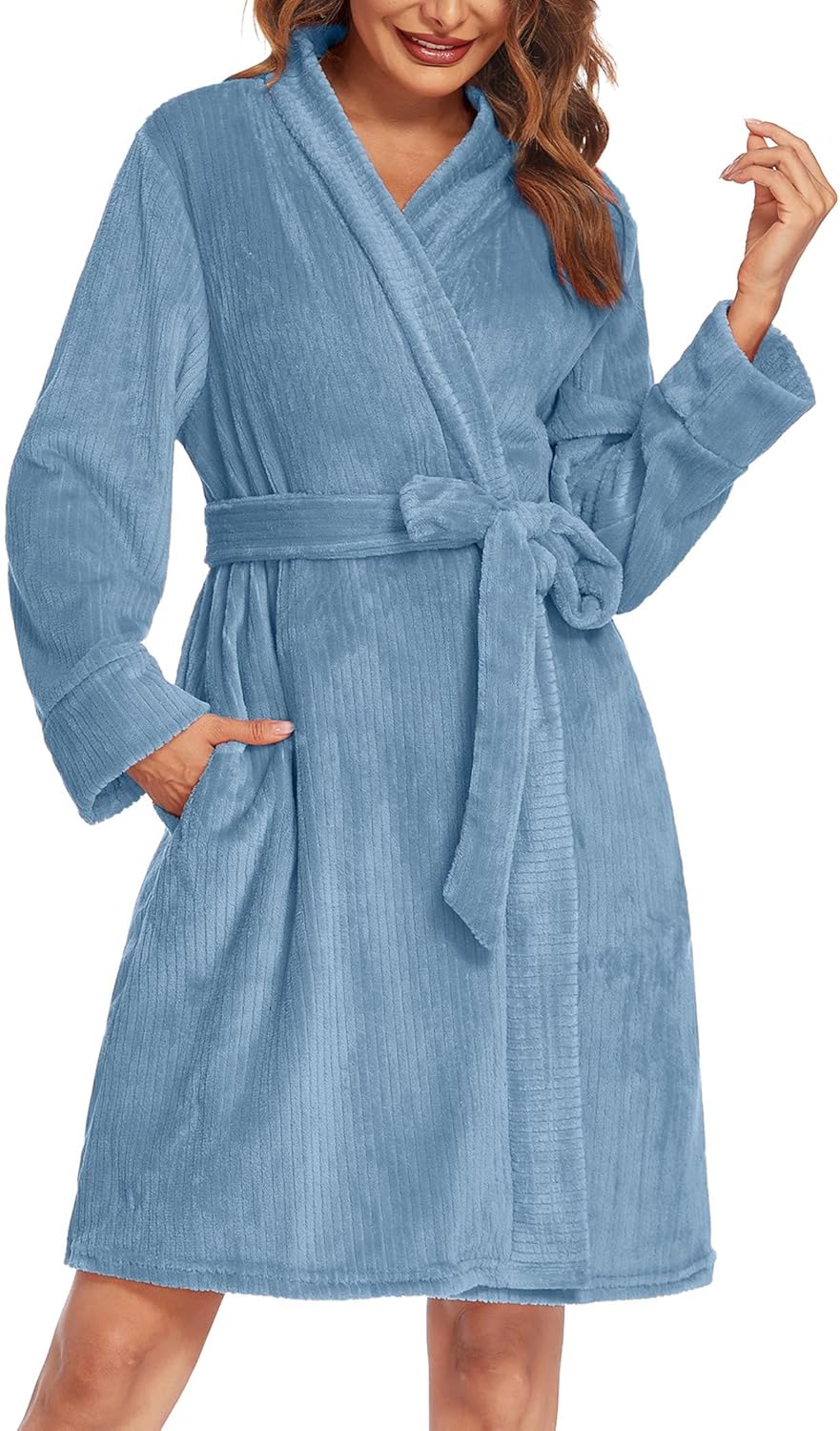 Ekouaer Womens Plush Robes, Special Soft Bathrobe for Warmth, Innovative Knee Le...