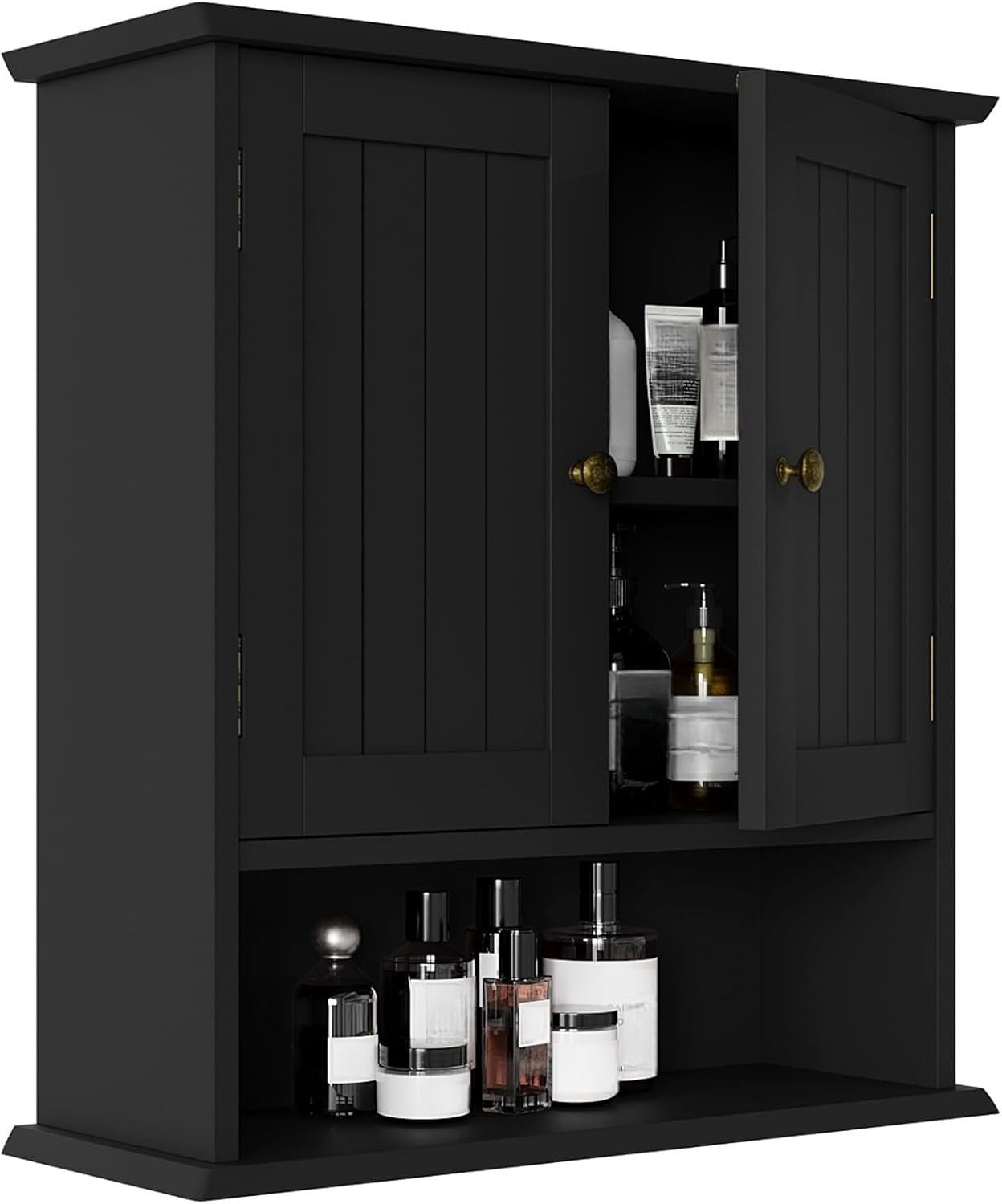 Smuxee Black Bathroom Cabinet Wall Mounted, Small Bathroom Medicine Cabinet with...