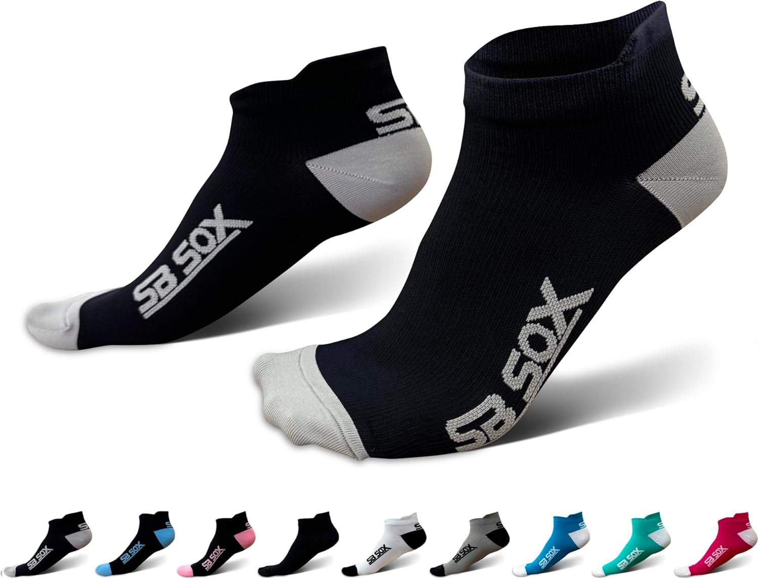 SB SOX 2-Pair Compression Running Socks for Men and Women – Low Cut/Ankle Compre...