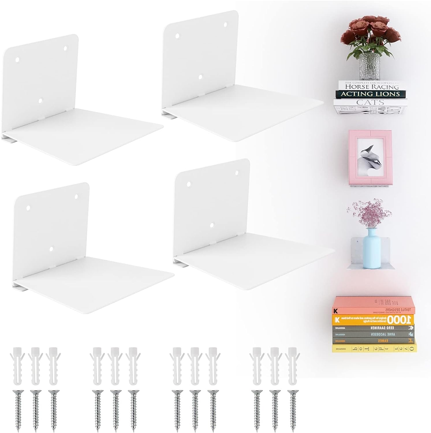 Fentec Invisible Floating Bookshelf, Wall Mounted Floating Bookshelves Heavy-Dut...