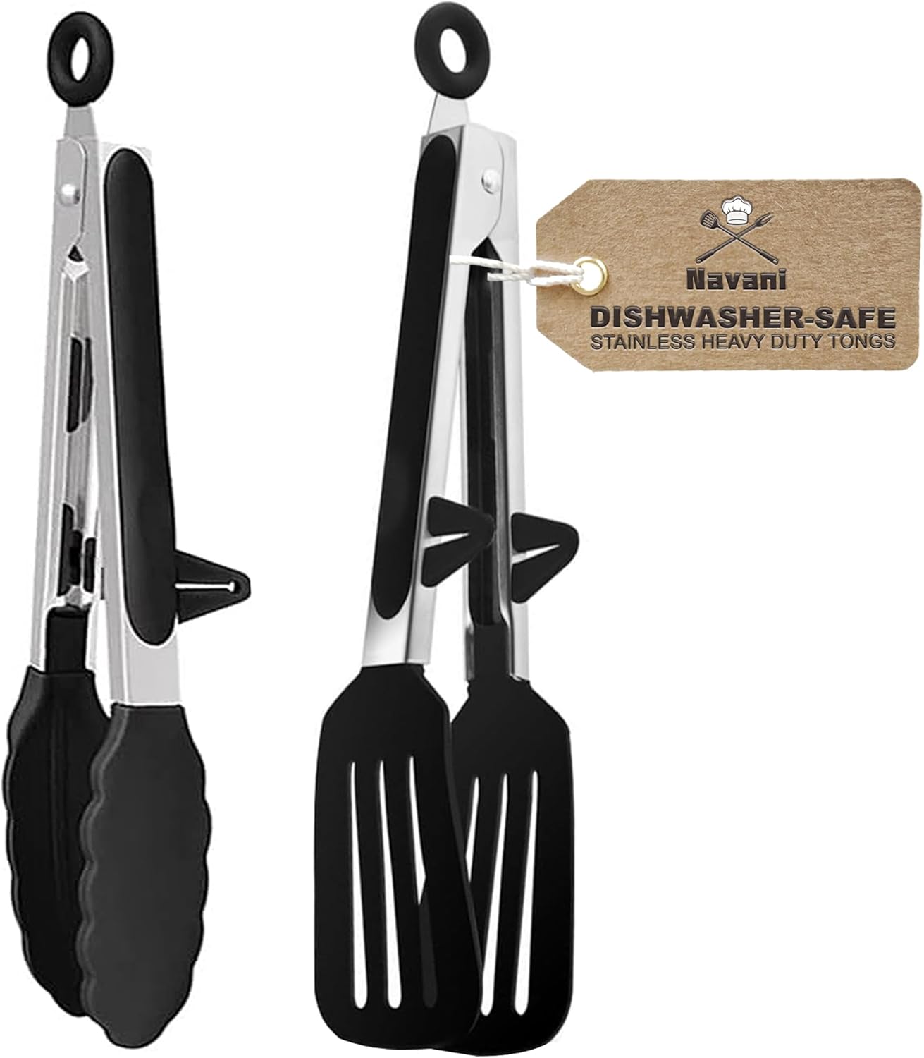 Navani Kitchen Tongs Silicone | 9 Inch Set of 2 Silicone Tongs | Kitchen Tongs f...