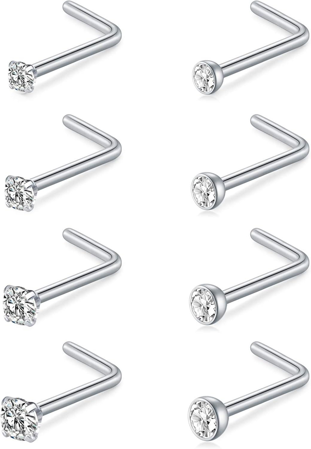 MODRSA Nose Studs 20g 18g Nose Rings Studs Nose Stud L Shaped Surgical Stainless...