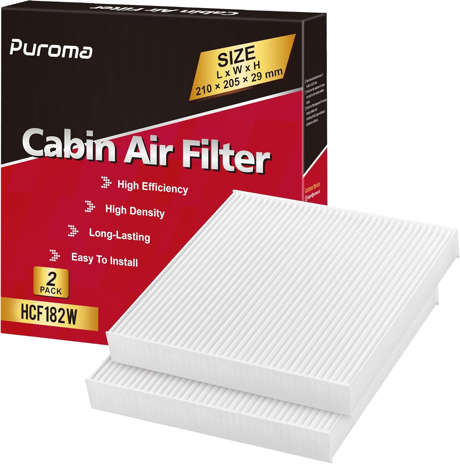 Puroma Cabin Air Filter Replacement for CP182, CF11182, Honda Civic, Clarity, CR...
