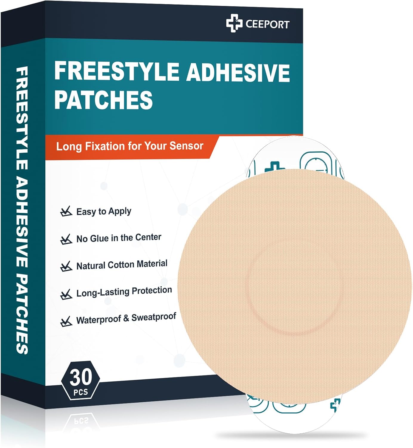 30 Pack Freestyle Adhesive Patches, Sensor Covers Intended for Freestyle Libre 2...