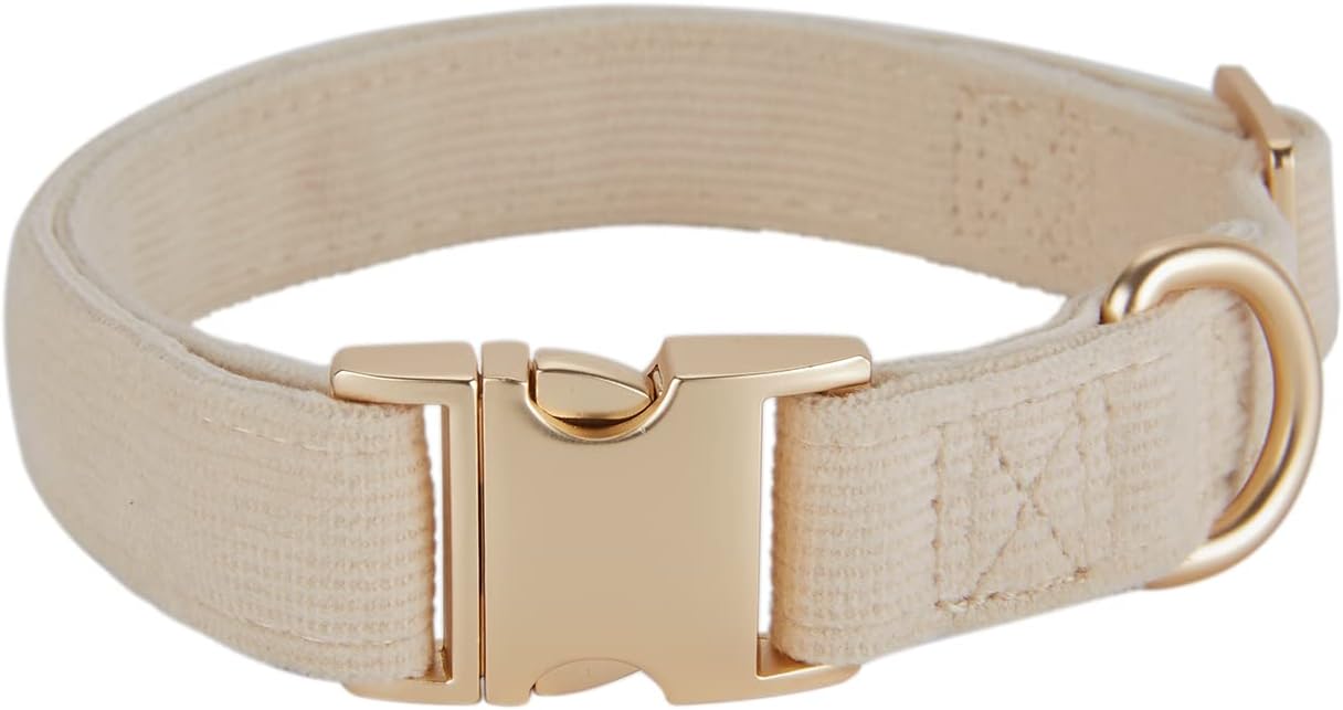 YUDOTE Ultra-soft Dog Collar Natural Cotton Corduroy Made for Small Dogs with Se...